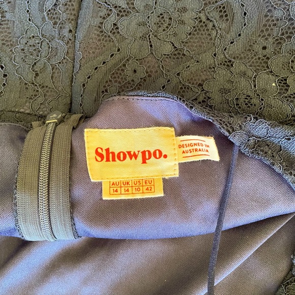 Lace style spaghetti strap midi dress. Showpo, size 14. - Picture 5 of 5